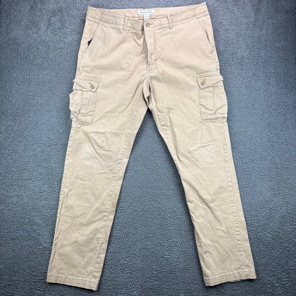 Amazon Essentials Men's Tan Cargo Pants Size 38x34 Straight Fit Cotton‎ Blend